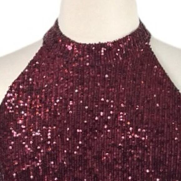 Forest Lily NEW Jumpsuit Sequin Wide Leg Crop Halter Neck Red Women’s Size 14 - Picture 10 of 15